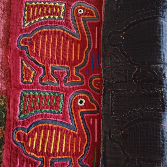 Latin American KUNA MOLA Handmade Textile Art Panel - Bird Motif - Picture 2 of 4